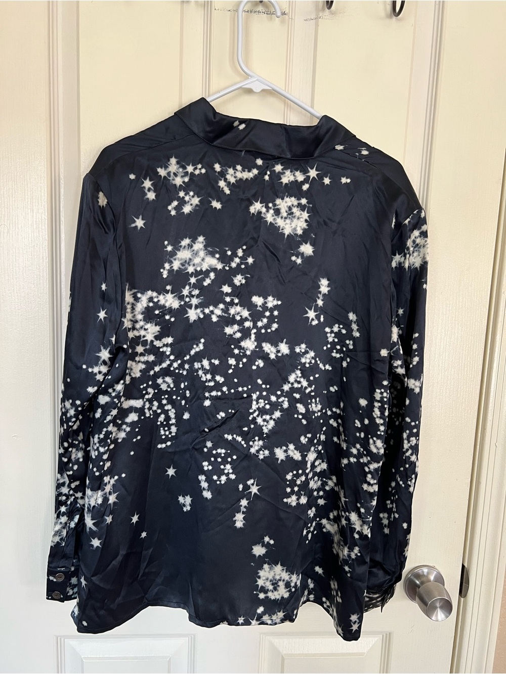 Jaeger 100% Silk Star Print Blouse Muted Black Celestial UK 18 US 16 - Picture 8 of 10